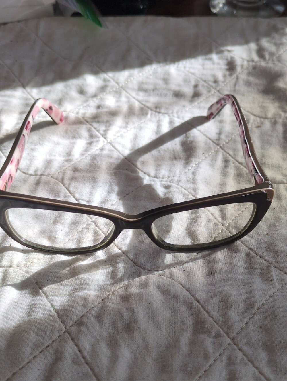 kate spade LucyAnn Black Front Glasses with Pink Arms Discontinued Patterned